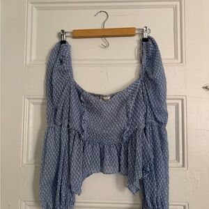 Song of Style Light Blue Patterned Blouse